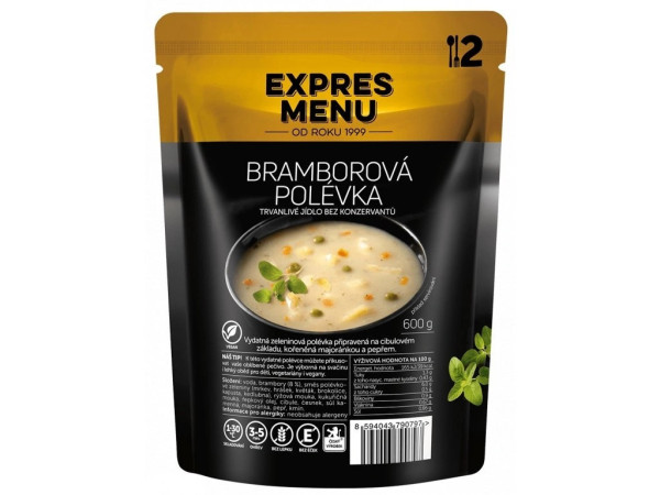 Jídlo trvanlivé-bramborová polévka - 2 porce - 600g