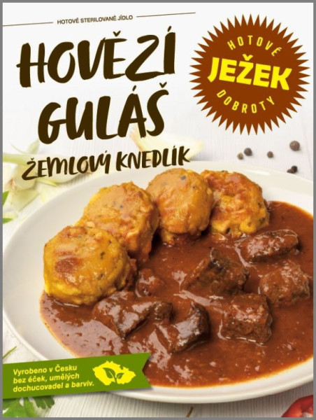 Ježek dobroty- Hovězí guláš s žemlovým knedlíkem - 1 porce - 450g